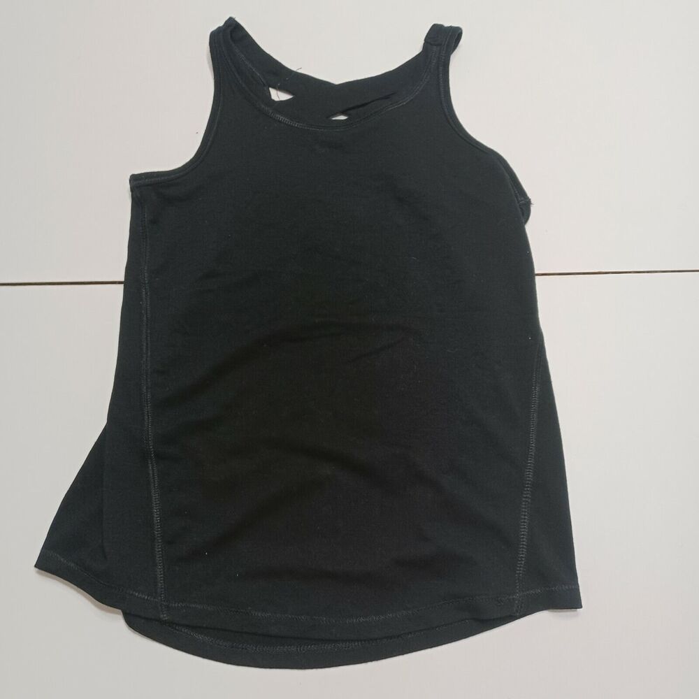 Yogalicious Girls Tank Top Black Razor Back Geometric Criss Cross S 7 8
